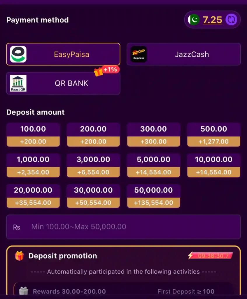 777Qr game deposite section
